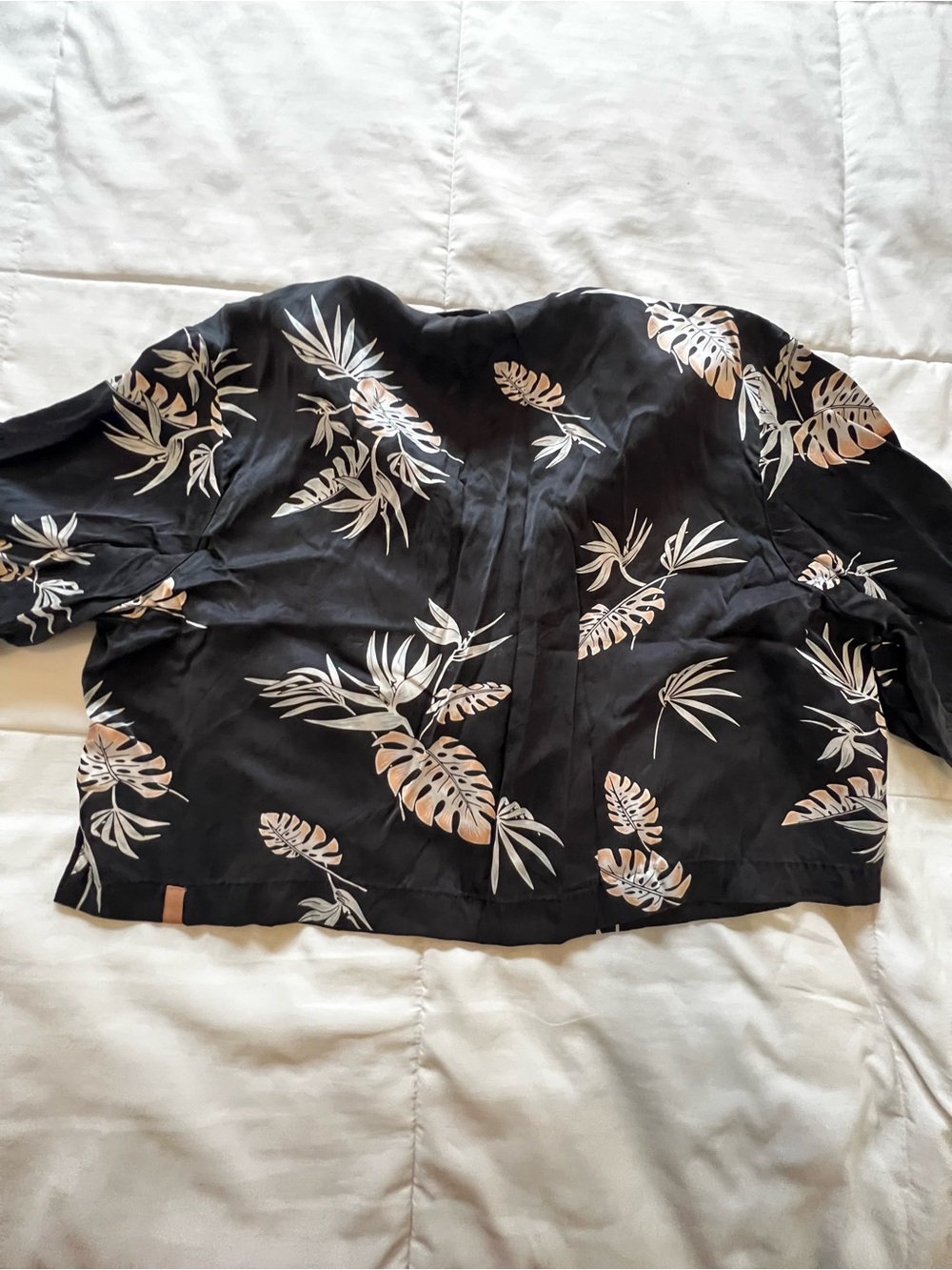 Lunya High Waist Washable Silk Pajamas In Immersed Black Palm Tropical Print XL - Picture 9 of 16